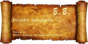 Bozóki Benjámin névjegykártya